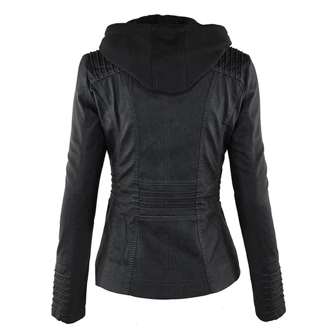 Valenzora | Double-lined women's leather jacket with hood