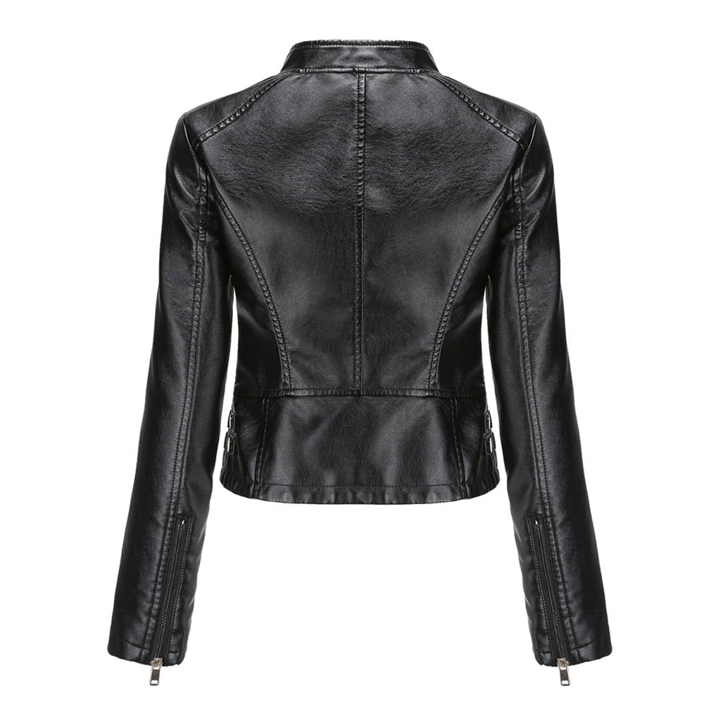 Valenzora | Elegant leather jacket with unique details for women