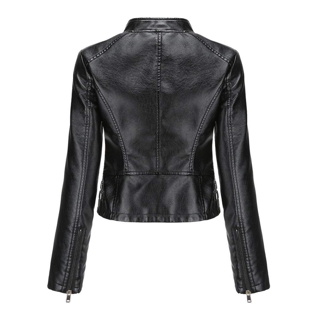 Valenzora | Elegant leather jacket with unique details for women