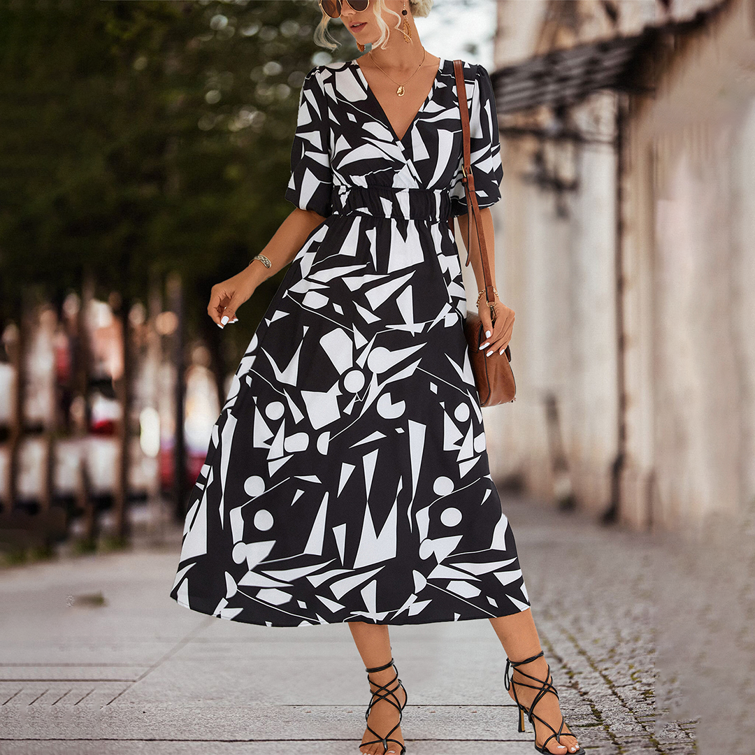 Valenzora | Midi Dress with V-Neck for Women