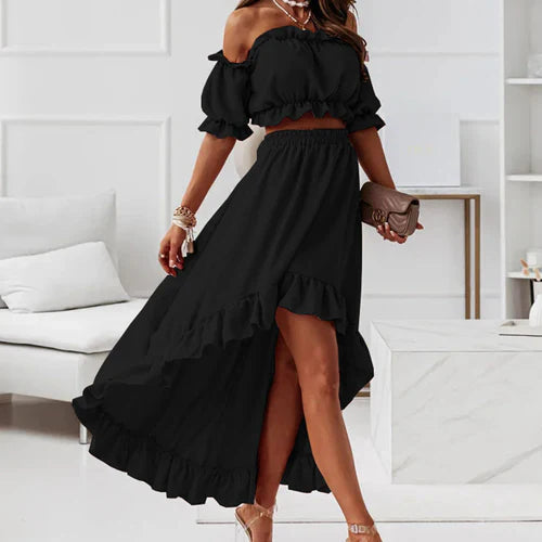 Valenzora | Elegantes Rüschenkleid-Set