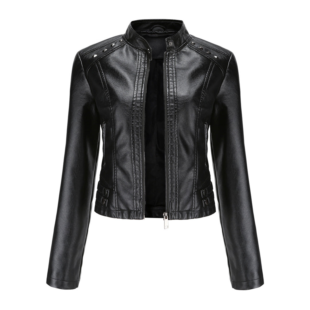 Valenzora | Elegant leather jacket with unique details for women