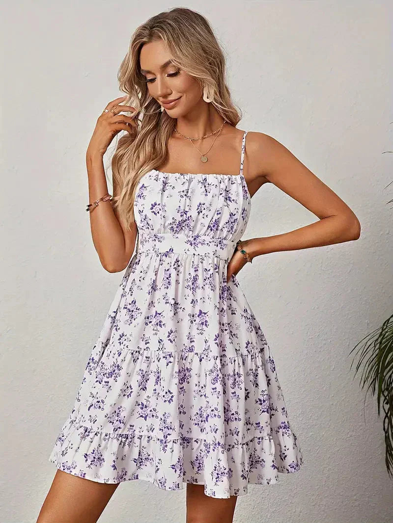 Valenzora | Blumenkleid, Mini, Spaghettiträger, Sommerkleid, Partykleid