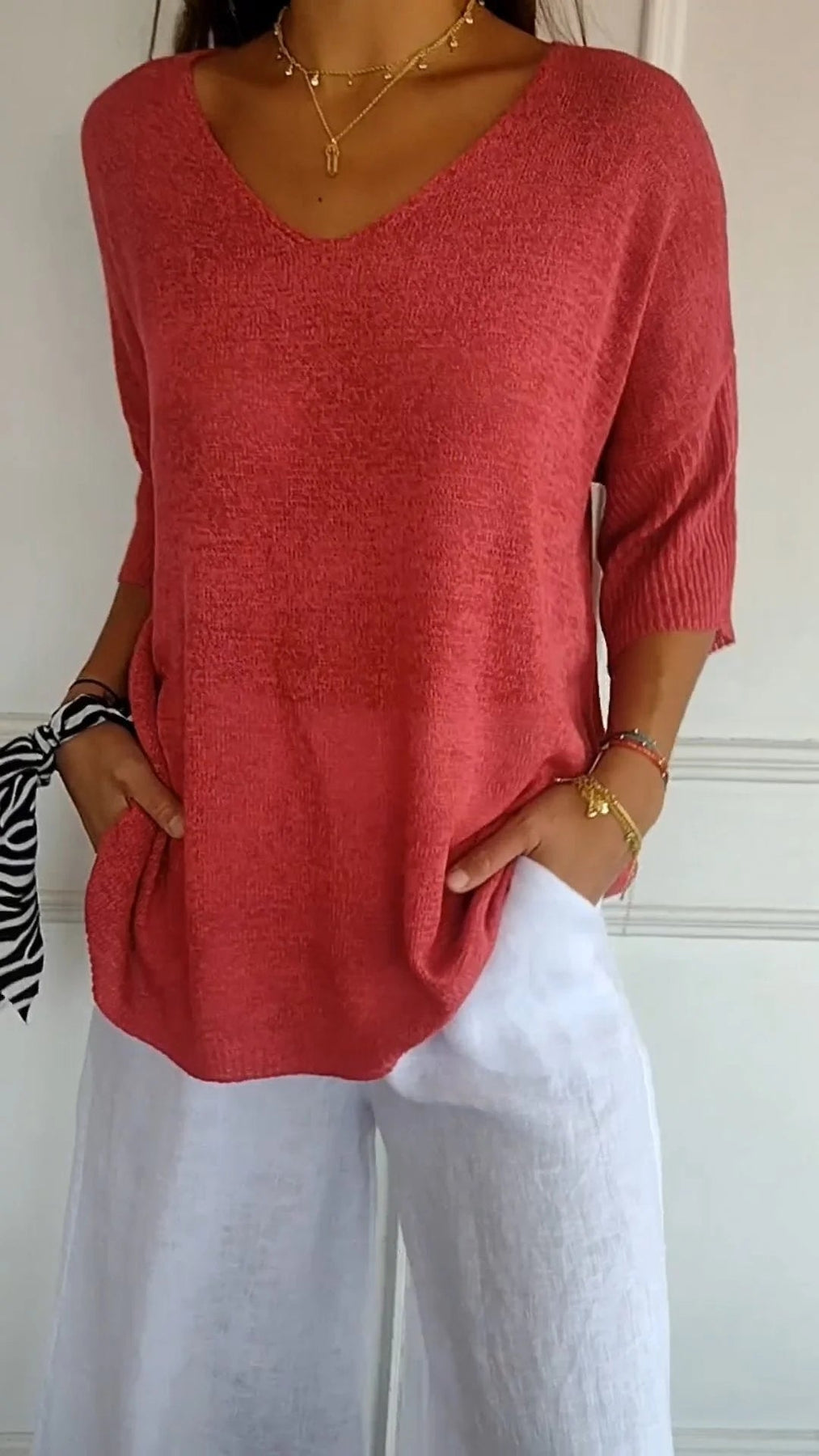Valenzora | V-neck half-sleeve women's sweater women's clothing