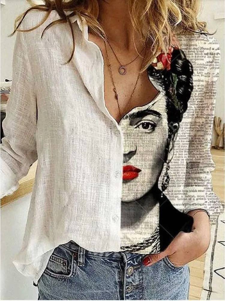 Valenzora | Button-front relaxed fit long-sleeved linen shirt women's clothing