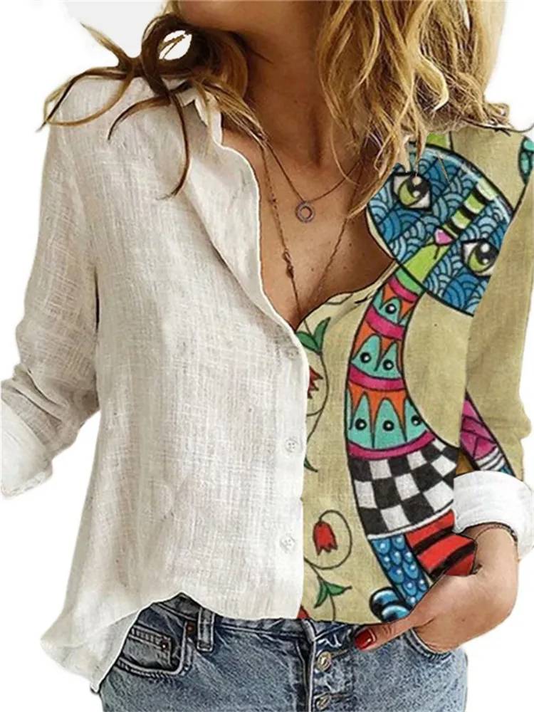 Valenzora | Button-front relaxed fit long-sleeved linen shirt women's clothing