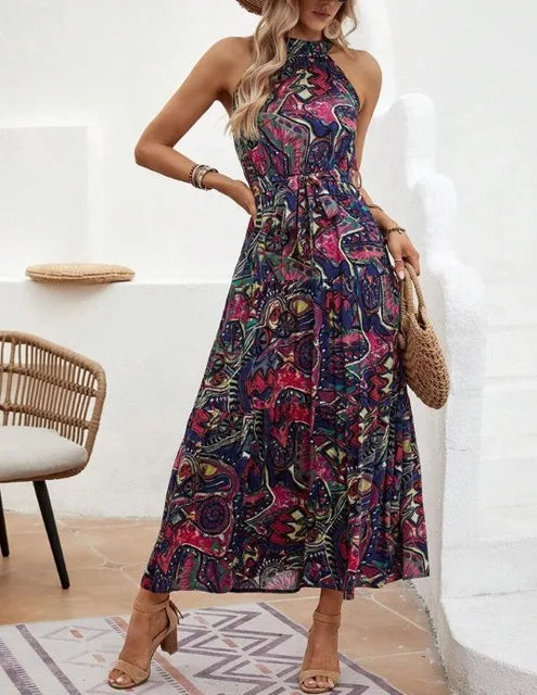 Valenzora | Boho halterneck dress for women