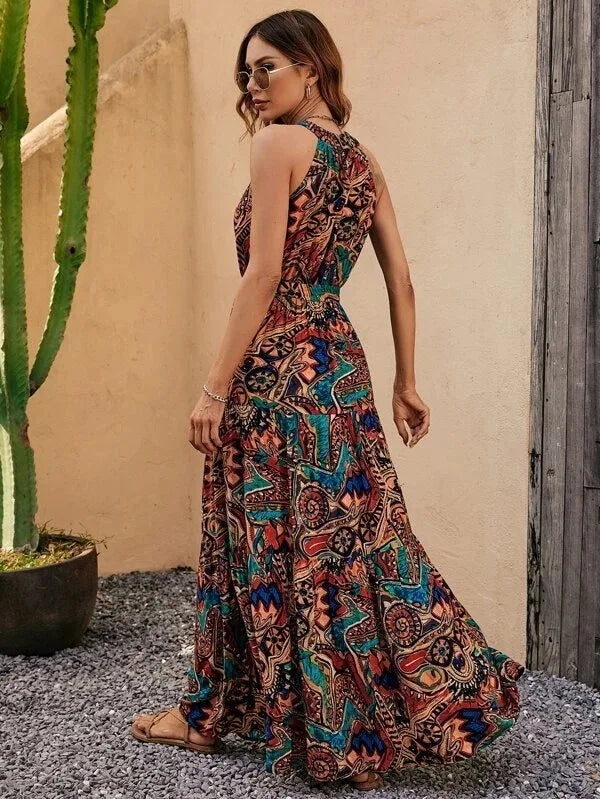 Valenzora | Boho halterneck dress for women