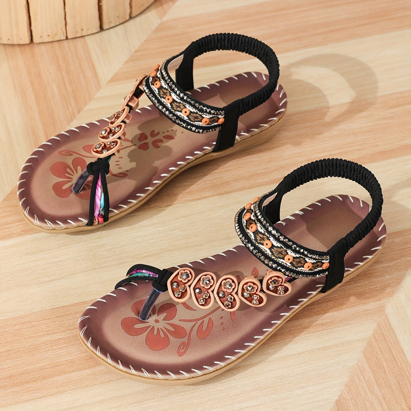 Valenzora | Flat Sandals with Elastic Ankle Strap, Orthopedic Sandals, Women's Sandals