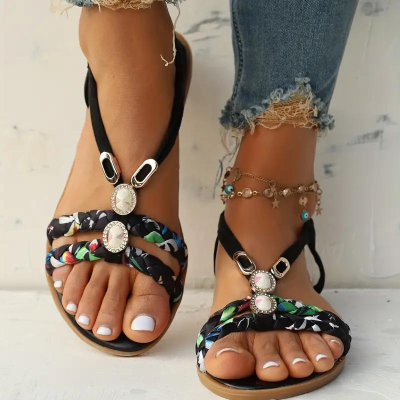 Valenzora | Slip-on sandals with elastic straps, flat sandals, summer shoes