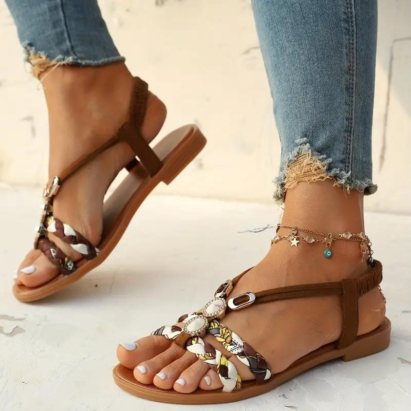 Valenzora | Slip-on sandals with elastic straps, flat sandals, summer shoes