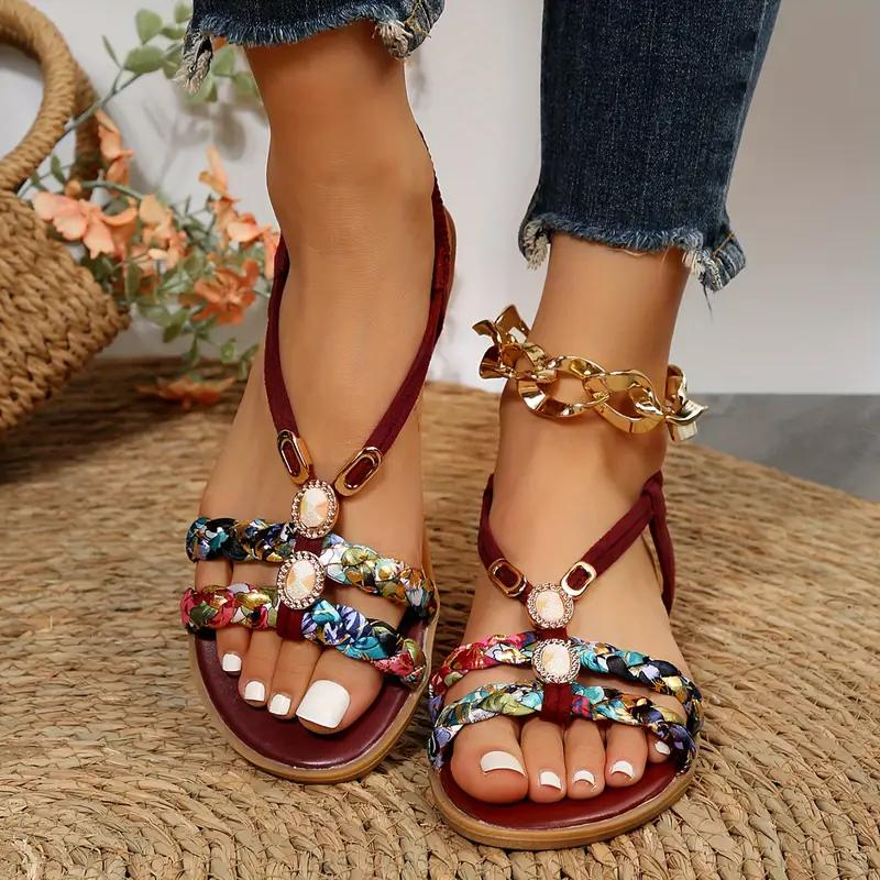 Valenzora | Slip-on sandals with elastic straps, flat sandals, summer shoes