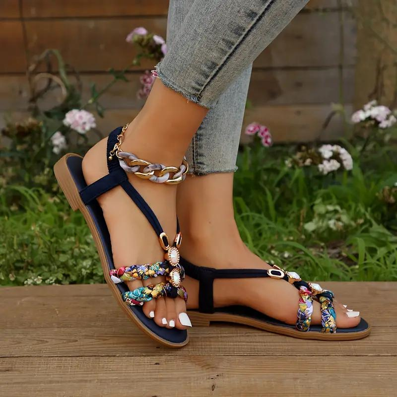 Valenzora | Slip-on sandals with elastic straps, flat sandals, summer shoes