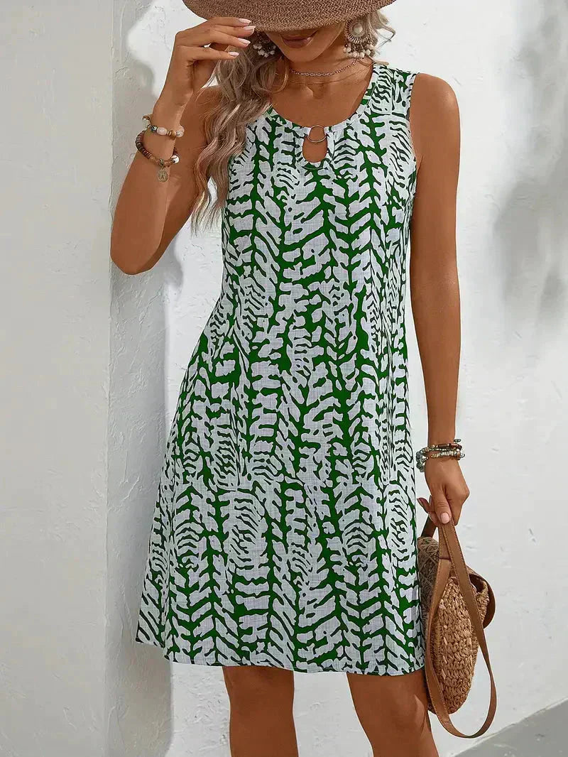 Valenzora | Sleeveless summer mini dress. Lightweight and breathable fabric.