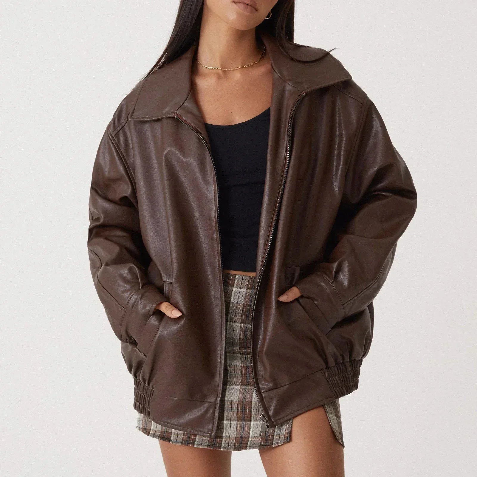 Valenzora | Modern Oversized Leather Jacket for Women