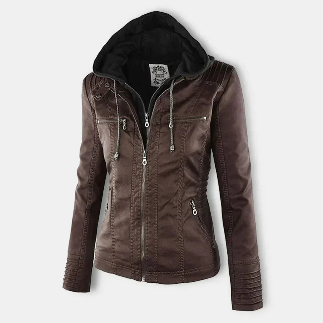Valenzora | Elegant hooded motorcycle jacket made of high-quality leather