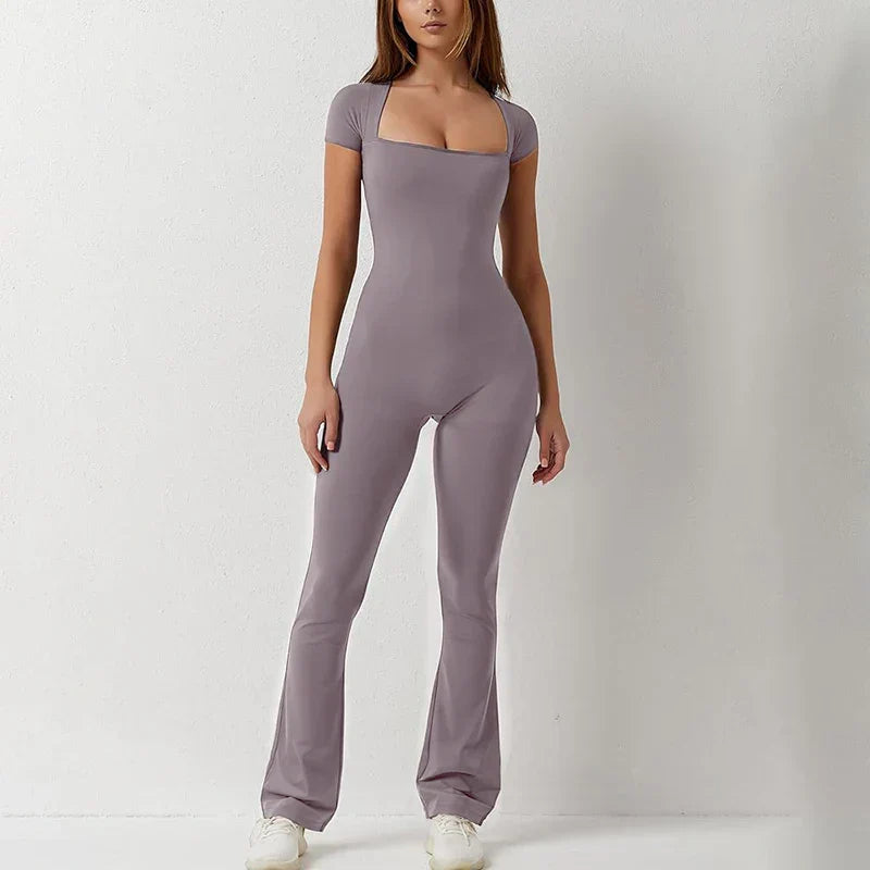 Bodycon jumpsuit with flared trousers