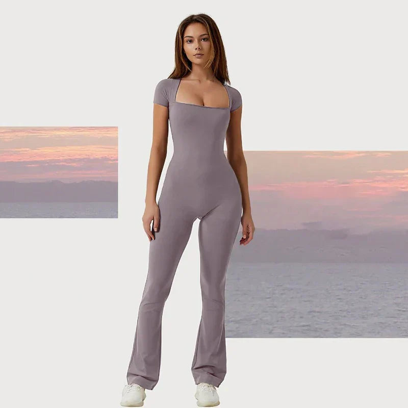 Bodycon jumpsuit with flared trousers