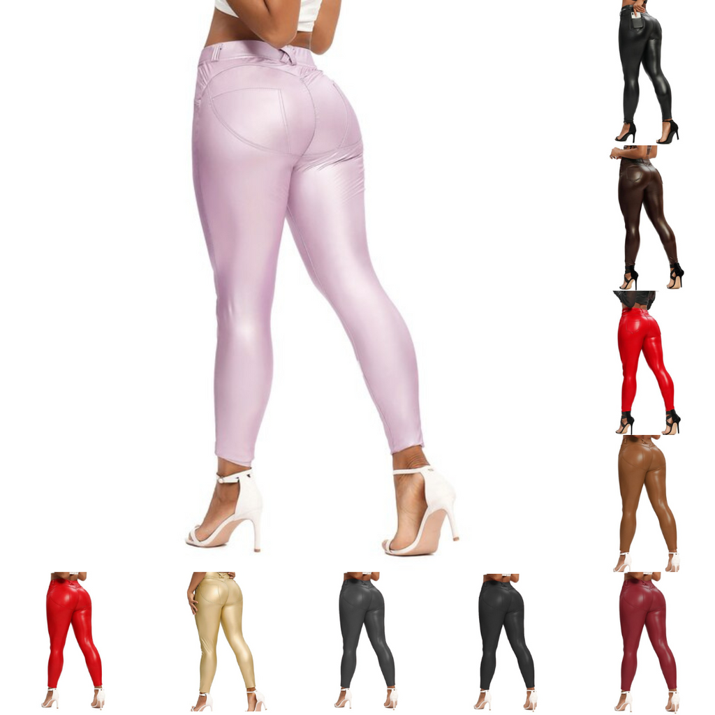 Valenzora | Leather Leggings Fitness Pants Flat Tummy Control