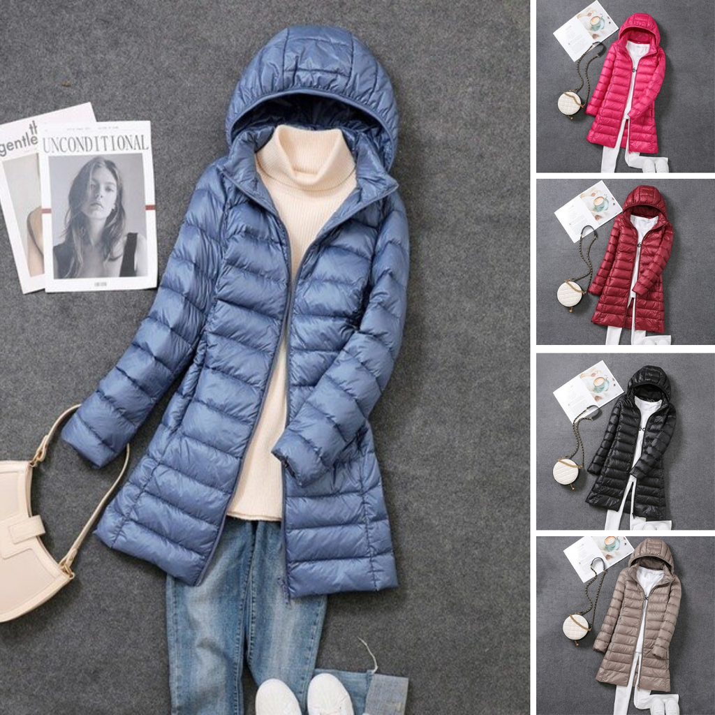 Ultralight, packable, long buffer jacket