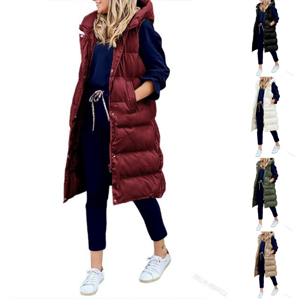 Siena Faye | Cotton Vest, Long Coat, Sleeveless, Loose Jacket