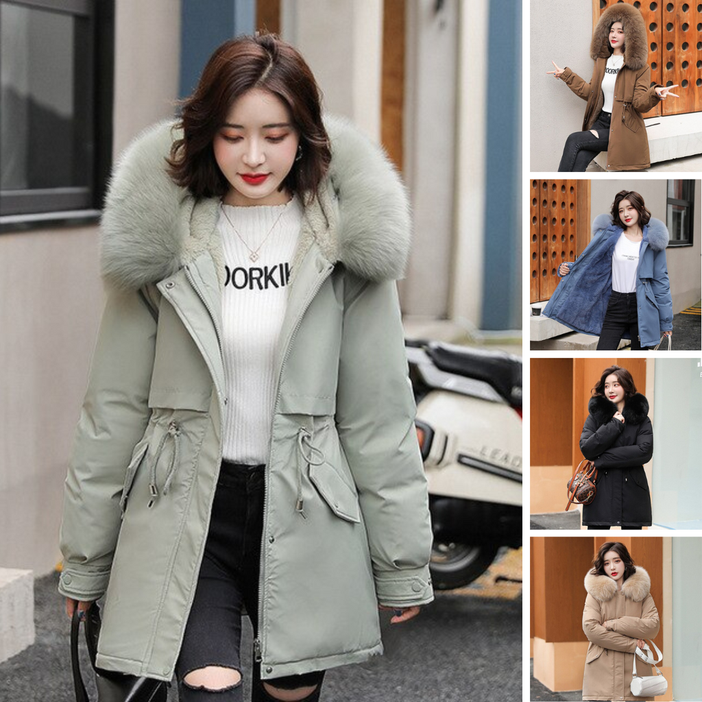 Valenzora and Chic: Parkajacke „Elena“ mit Fellkragen