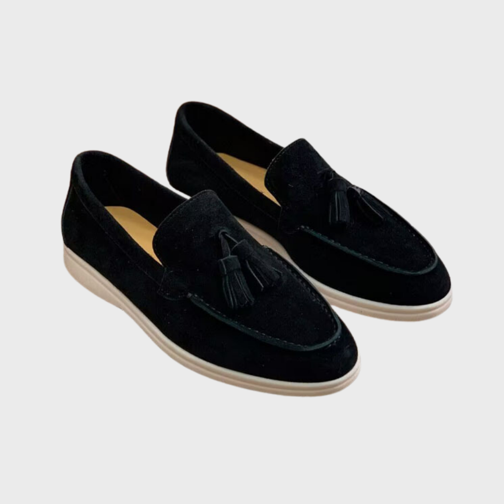 Valenzora | Wildleder-Slipper mit Quasten, Slip-on-Mokassin, lässiger und eleganter Anzugschuh
