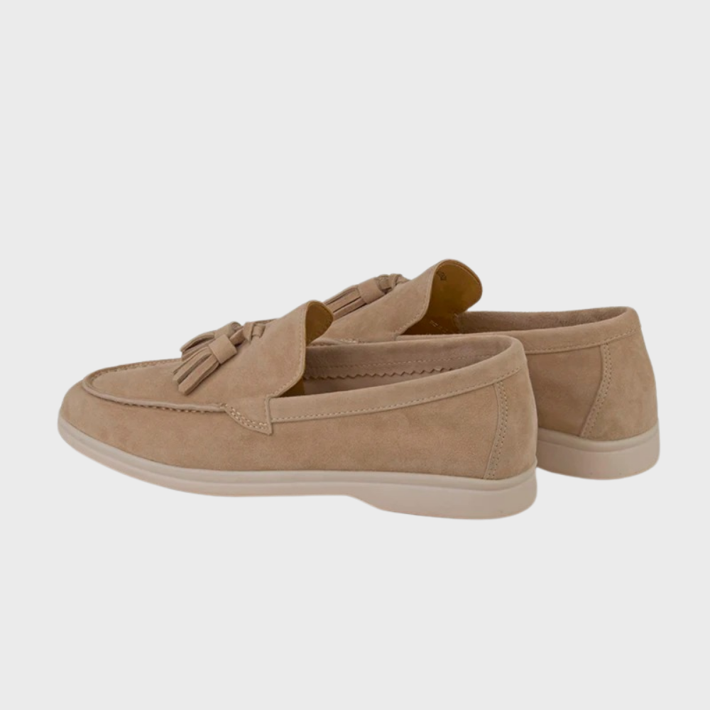 Valenzora | Suede slippers with tassels, slip-on moccasin toe, casual & smart dress shoe