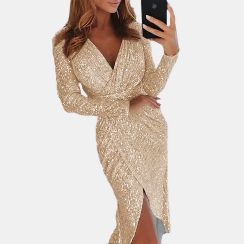 Valenzora | Women's sequined dress with front slit