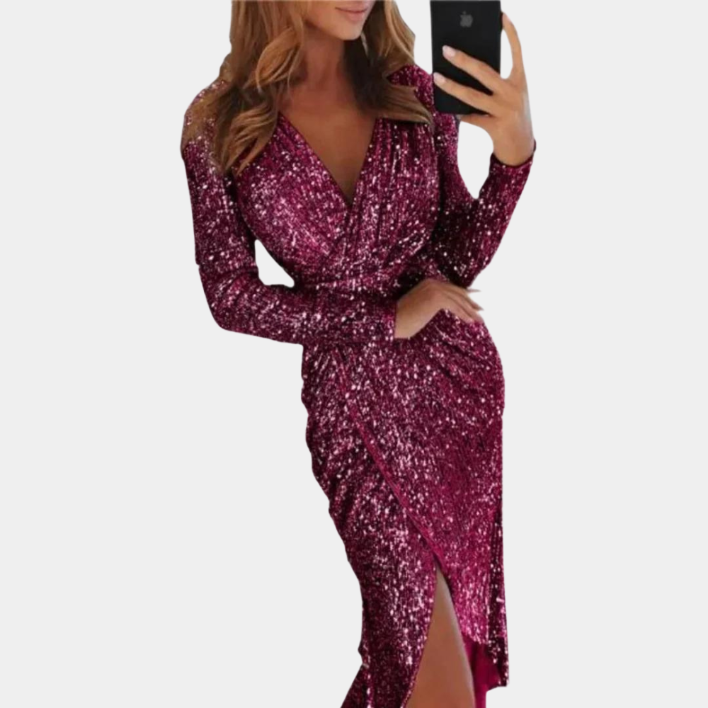 Valenzora | Women's sequined dress with front slit