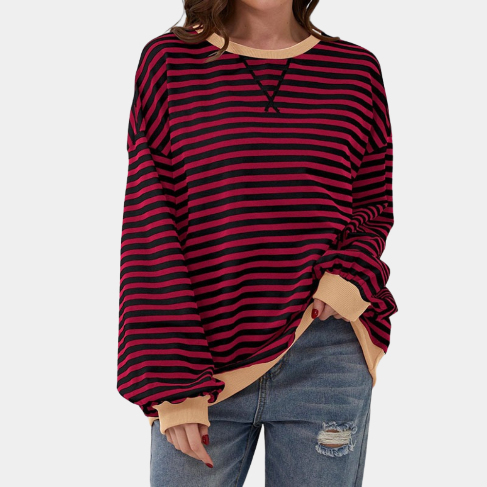 Oversized and striped sweater for women