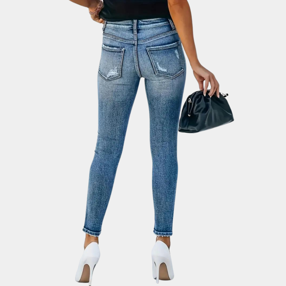 Valenzora | Trendige Skinny-Damenjeans mit modischen Knöpfen