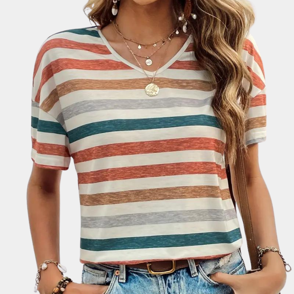 Valenzora | Casual Striped Cotton T-Shirt for Women