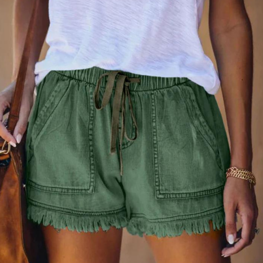 Valenzora | Easy-fit fringed denim shorts for women