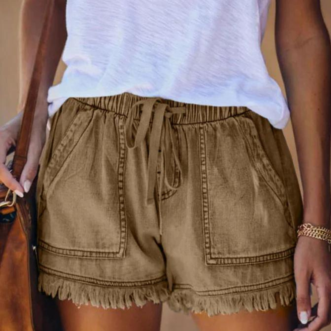 Valenzora | Easy-fit fringed denim shorts for women