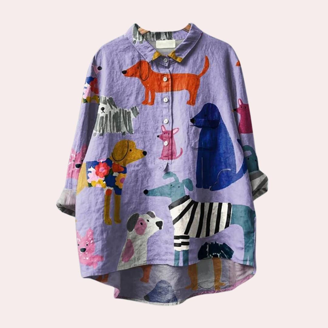 Valenzora | Women's Casual Shirt with Dog Print