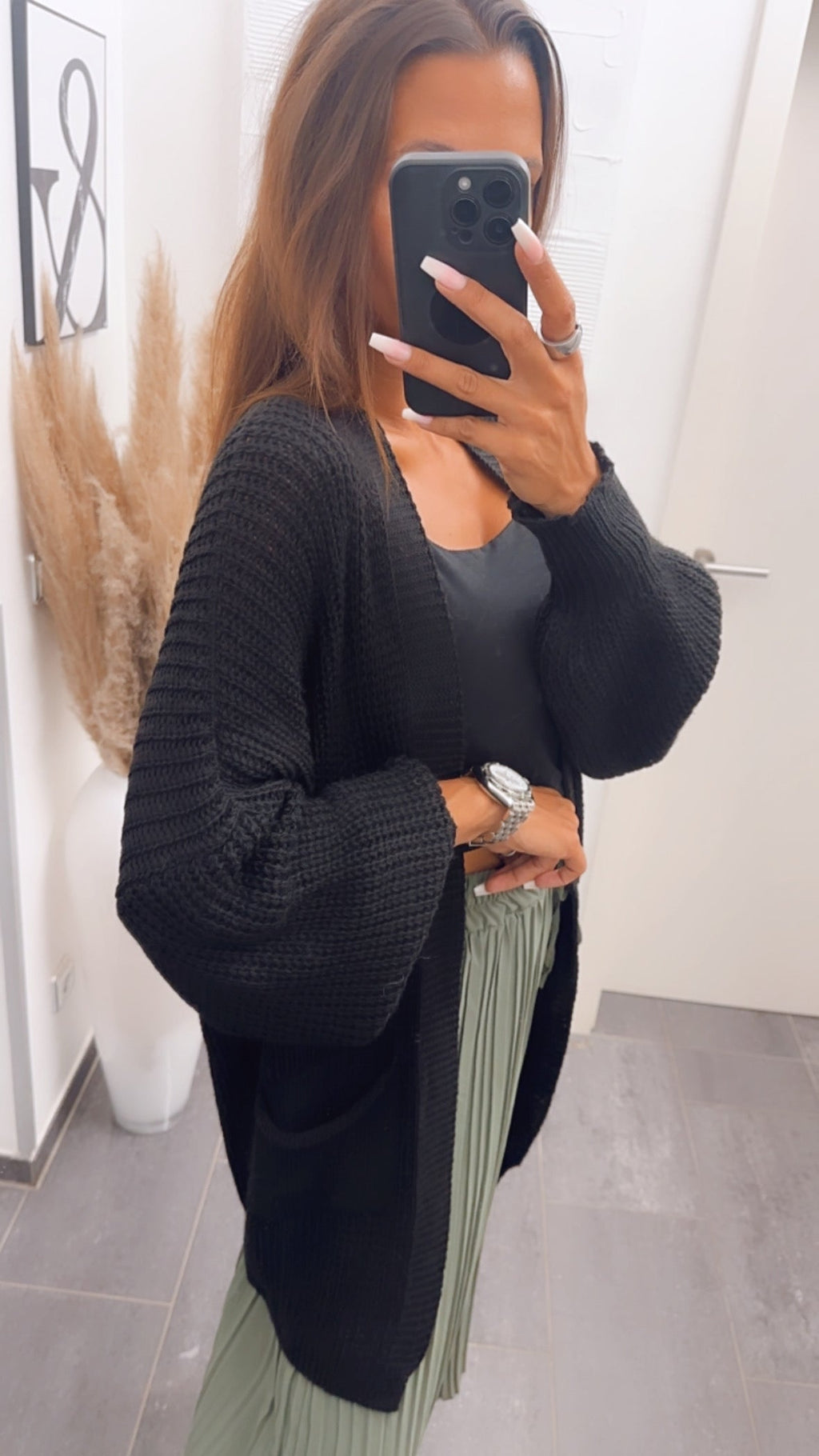 Black cardigan / knitted jacket, item no. 7188