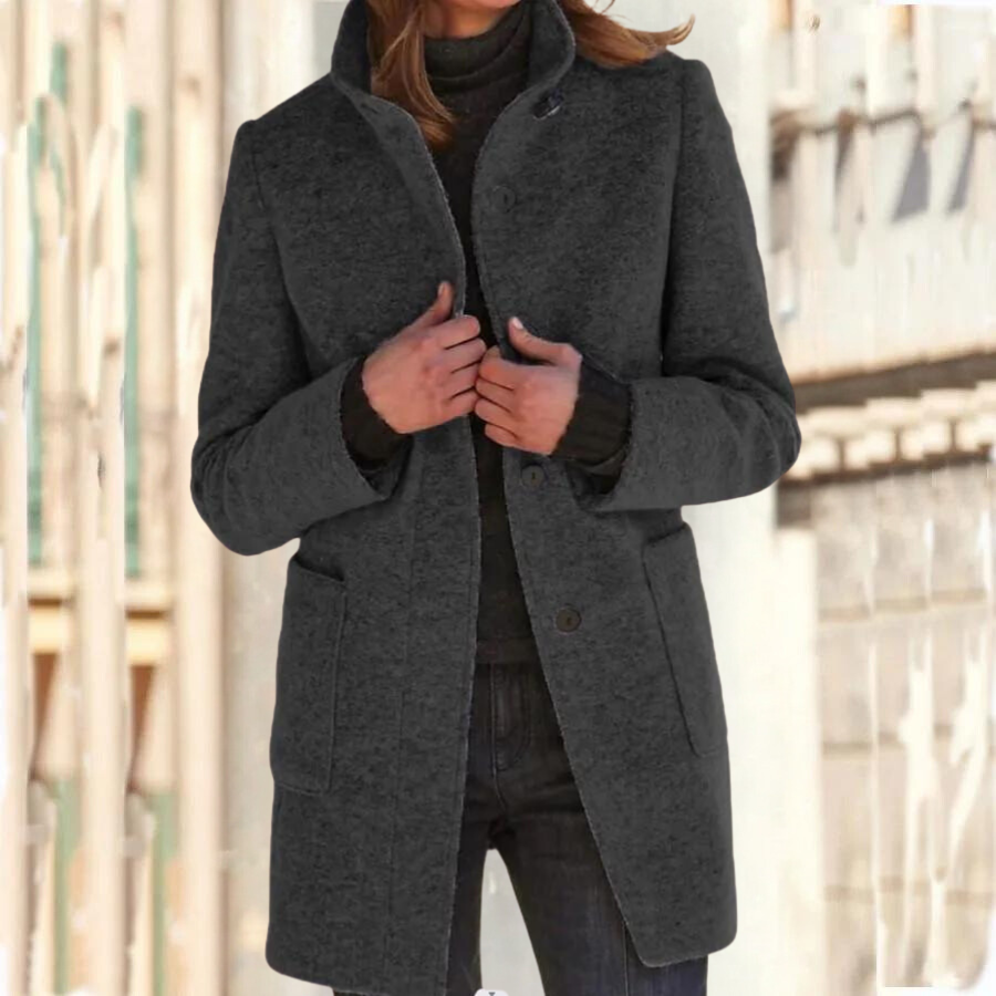 Valenzora | Elegant stand-up collar coat for women