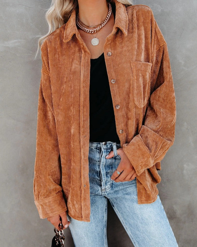 Valenzora - Women's oversized corduroy shirt for casual chic
