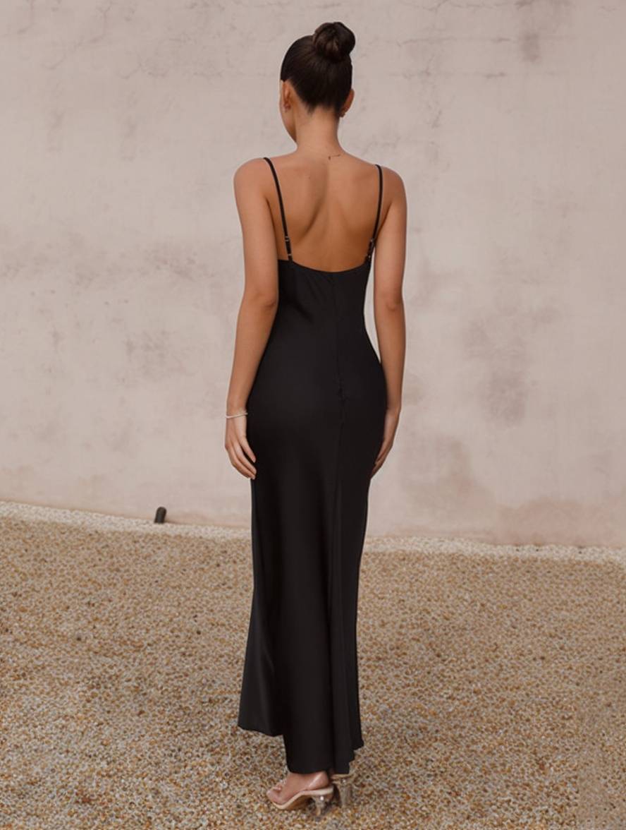 Valenzora | Bridesmaid Dress Satin Fitted Backless with Delicate Straps Elegant Women's Evening Party Wedding Guest