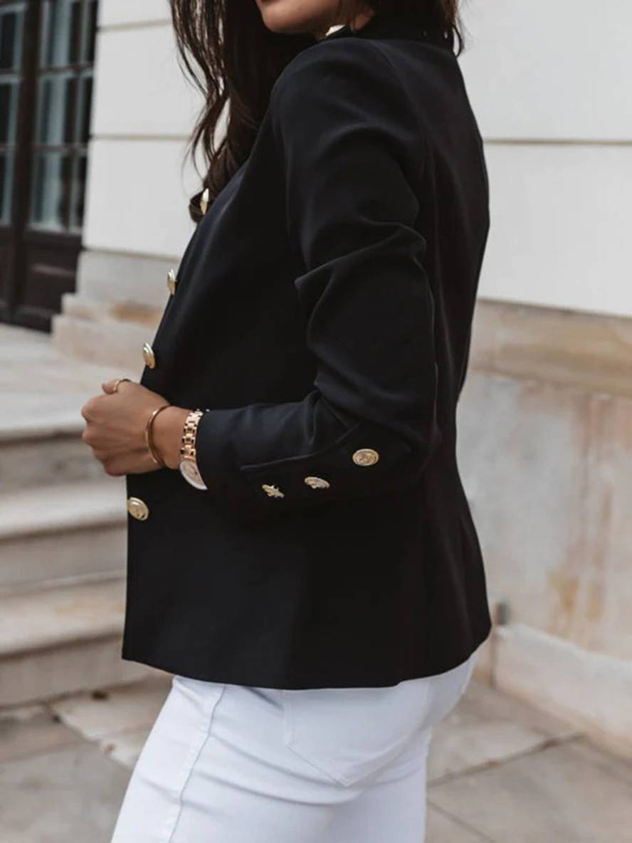 Valenzora | Kurze Offiziersjacke mit Knopfkragen, eleganter Damenblazer