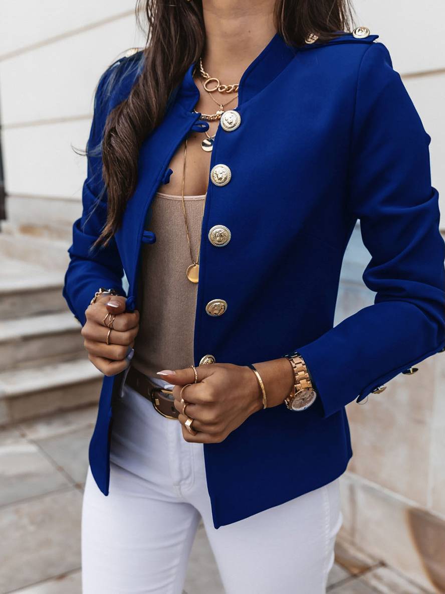 Valenzora | Kurze Offiziersjacke mit Knopfkragen, eleganter Damenblazer