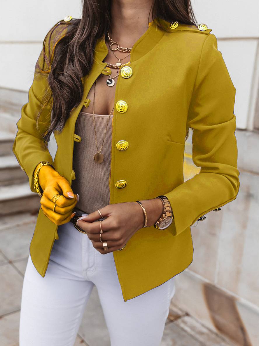Valenzora | Kurze Offiziersjacke mit Knopfkragen, eleganter Damenblazer