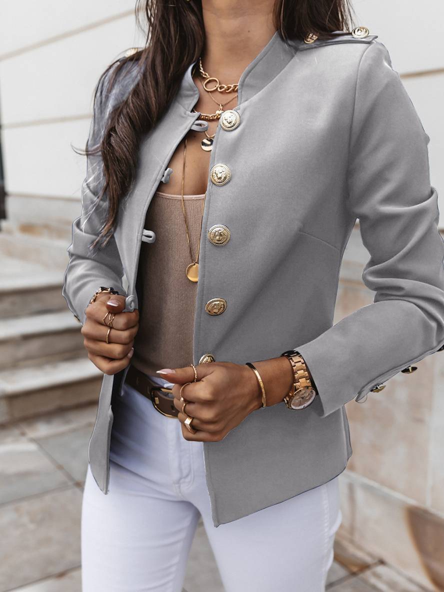 Valenzora | Kurze Offiziersjacke mit Knopfkragen, eleganter Damenblazer