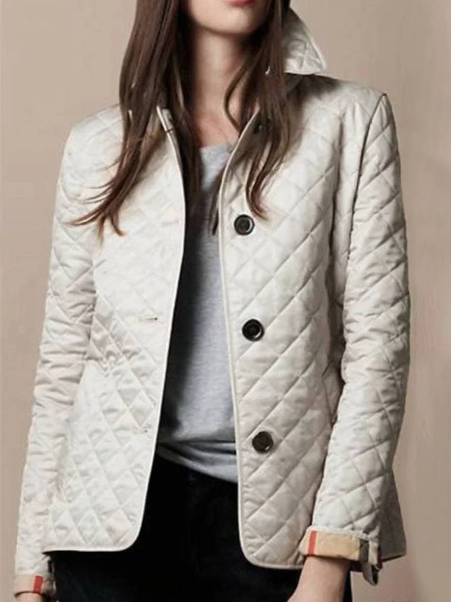 Valenzora | Kurzer einfarbiger Mantel mit Knopfleistentaschen, Revers, langen Ärmeln, elegante Freizeitjacke für Damen