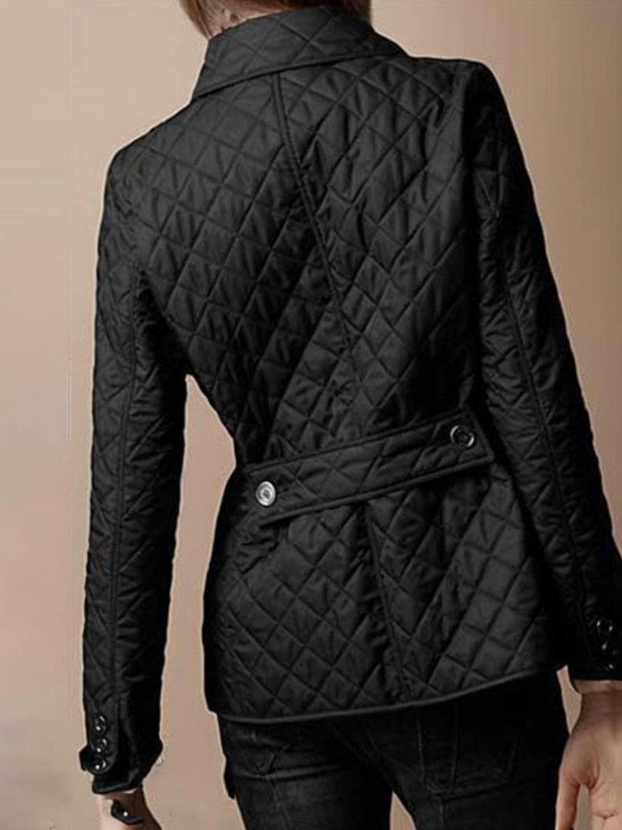 Valenzora | Kurzer einfarbiger Mantel mit Knopfleistentaschen, Revers, langen Ärmeln, elegante Freizeitjacke für Damen