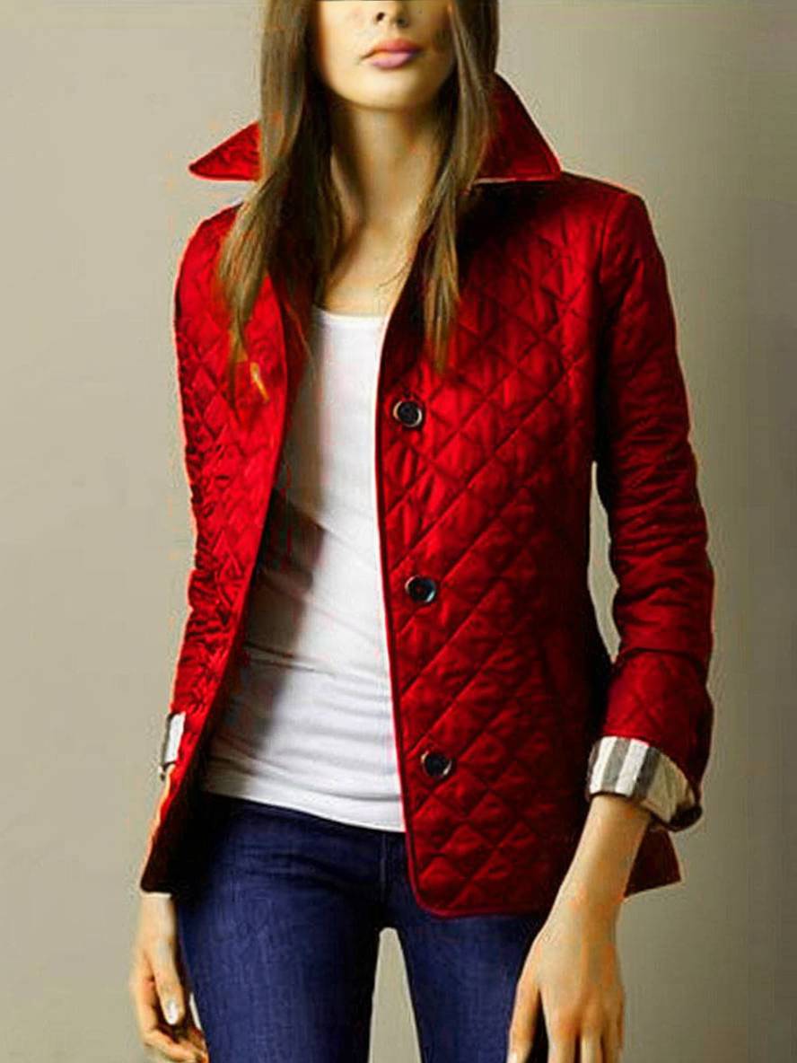 Valenzora | Kurzer einfarbiger Mantel mit Knopfleistentaschen, Revers, langen Ärmeln, elegante Freizeitjacke für Damen