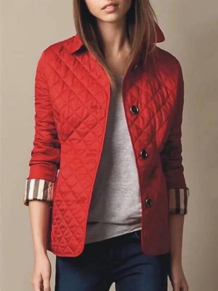 Valenzora | Kurzer einfarbiger Mantel mit Knopfleistentaschen, Revers, langen Ärmeln, elegante Freizeitjacke für Damen