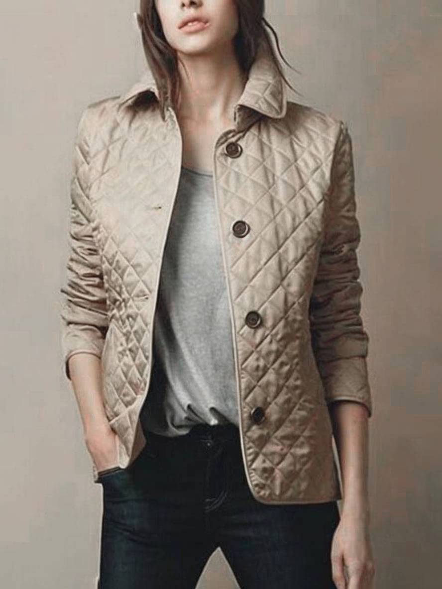 Valenzora | Kurzer einfarbiger Mantel mit Knopfleistentaschen, Revers, langen Ärmeln, elegante Freizeitjacke für Damen