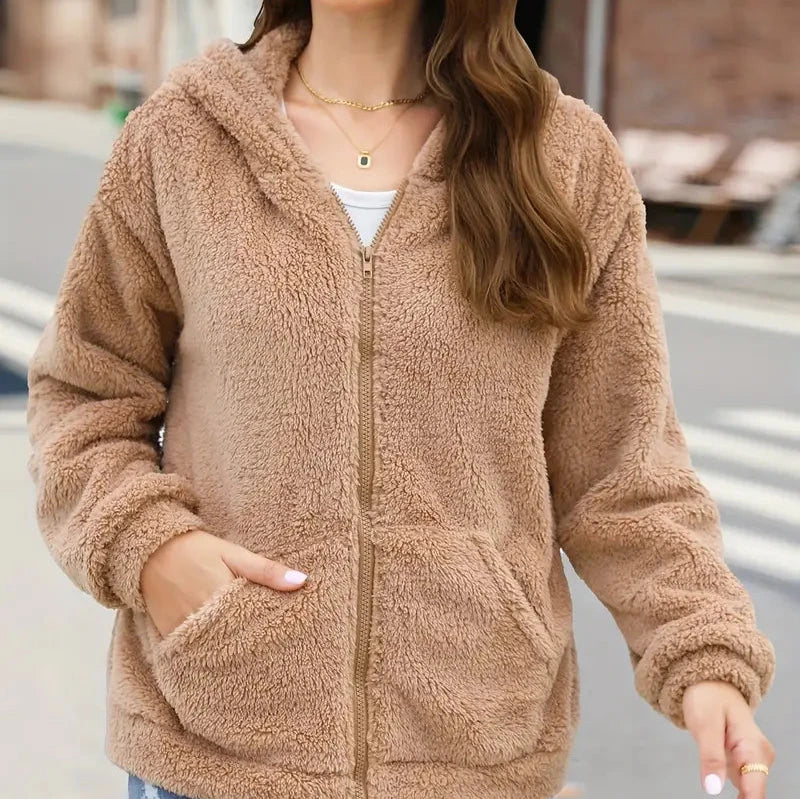 Valenzora | Women's Leisure Winter Hooded Jacket with Zipper